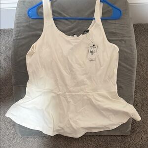 Express Women's White Peplum Tank Top
